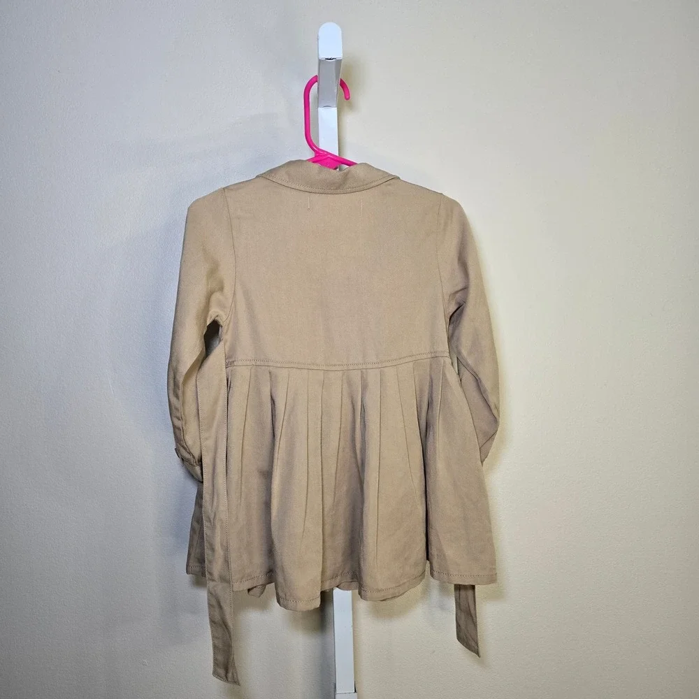 Zara Kids Girls Tan Utility Button Front‎ Dress Size 12-18 Months